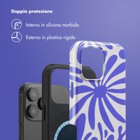 Selencia Cover posteriore Vivid con MagSafe Apple iPhone 16 Pro Max - Modern Bloom Sapphire Blue