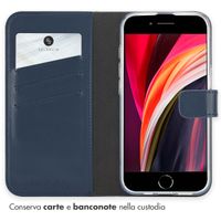 Selencia Cover a libro in vera pelle Apple iPhone 17e / 16e - Blu
