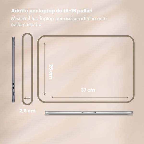 Selencia Custodia per laptop in velluto a coste 15-16 pollici - Beige
