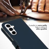 Selencia Cover a libro in vera pelle Samsung Galaxy A55 - Blu scuro