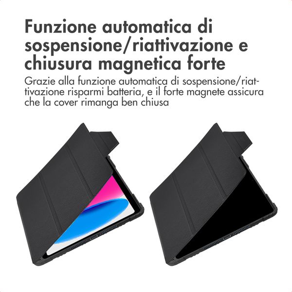 Accezz Libreria a tre ante robusta Apple iPad 11 (2025) 11 pollici A16 / iPad 10 (2022) 10.9 pollici - Nero