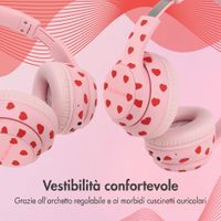 imoshion Cuffie wireless per bambini con LED Light - Limitatore di decibel - Con cavo AUX - Cuoricini