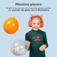 imoshion Cuffie wireless per bambini LED Light Cat Ear - Limitatore di decibel - Con cavo AUX - Arancione