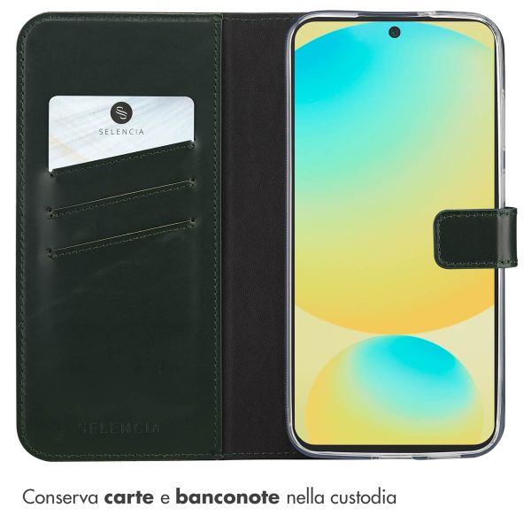 Selencia Cover a libro in vera pelle Samsung Galaxy S25 FE - Verde