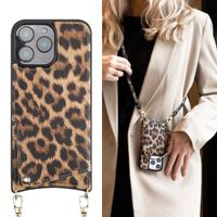 Selencia Cover per telefono Nova con cordino e portacarte Apple iPhone 16 Pro Max - Leopard