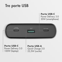 imoshion Powerbank 20.000 mAh - Quick Charge e Power Delivery - 100W - Nero