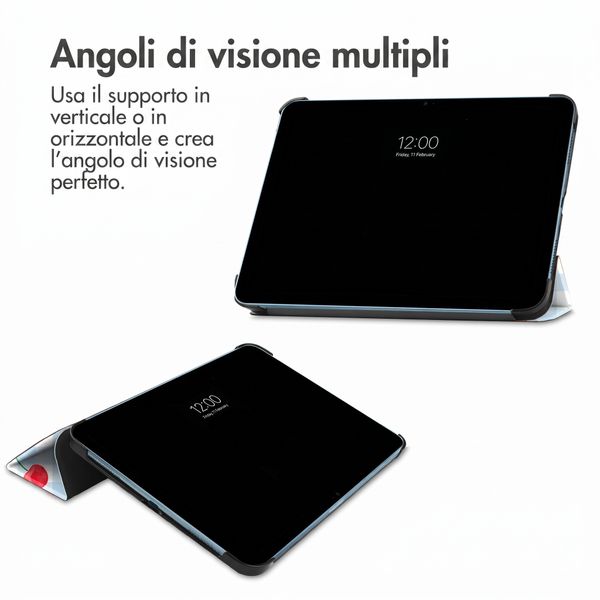 imoshion Cover Trifold Design Apple iPad 11 (2025) 11 pollici A16 / iPad 10 (2022) 10.9 pollici - Cherry Check