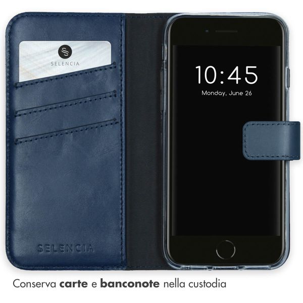 Selencia Cover a libro in vera pelle Apple iPhone SE (2022 / 2020) / 8 / 7 / 6(s) - Blu