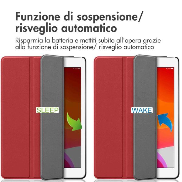 imoshion Cover a libro Trifold Apple iPad 9 (2021) 10.2 pollici / iPad 8 (2020) 10.2 pollici / iPad 7 (2019) 10.2 pollici - Rosso