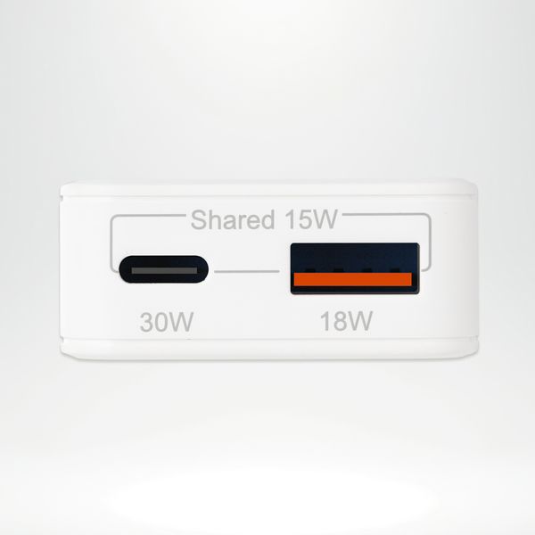 Accezz Caricabatterie GaN Ultra Slim - USB-C + USB-A - 30 W - Bianco