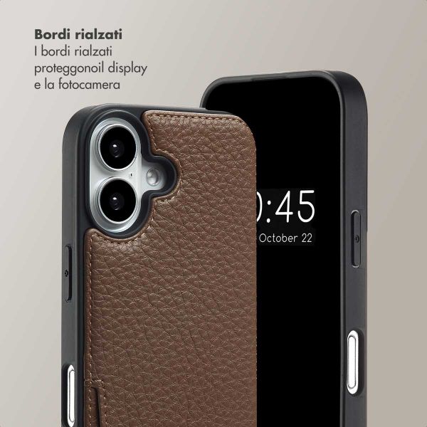 Selencia Cover per telefono Nova con cordino e portacarte Apple iPhone 16 - Mocha Brown