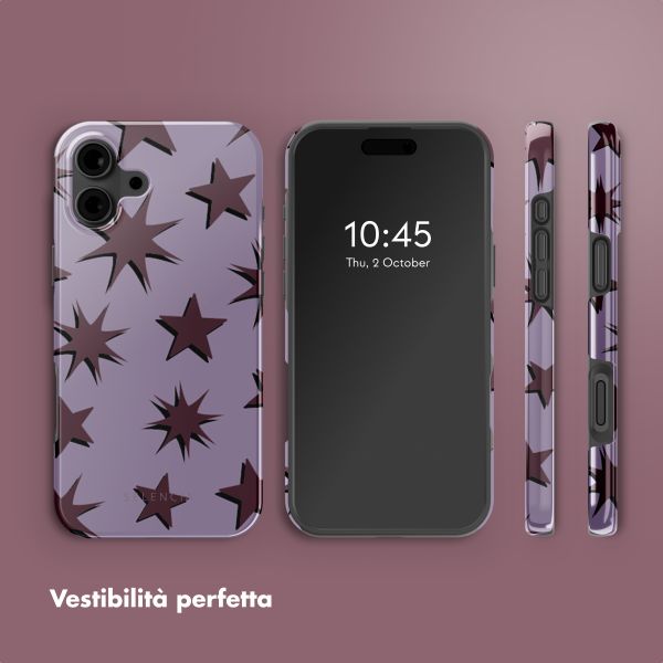 Selencia Cover posteriore Vivid con MagSafe Apple iPhone 16 - Stars Plum Lilac
