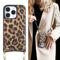 Selencia Cover per telefono Nova con cordino e portacarte Apple iPhone 16 Pro - Leopard