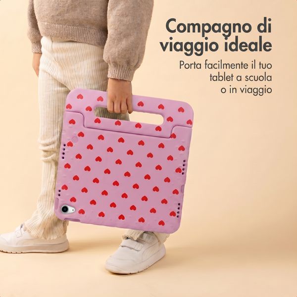 imoshion Cover Posteriore Kidsproof Design con maniglia Samsung Galaxy Tab A11 Plus / A9 Plus - Cuori rossi