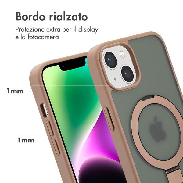 Accezz Cover con anello e supporto con MagSafe Apple iPhone 14 - Marrone