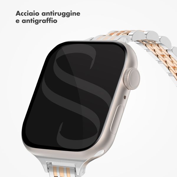 Selencia Cinturino sottile in acciaio ispirato a Jubilee Apple Watch | 38/40/41/42 mm - Argento & Oro Rosa