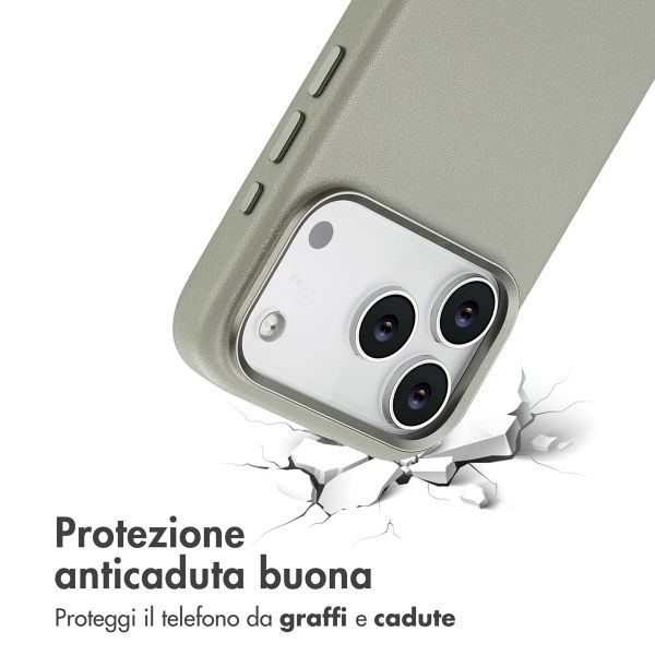 Accezz Cover in Pelle con MagSafe Apple iPhone 17 Pro - Light Grey