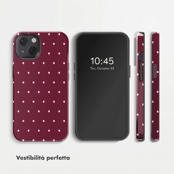 Selencia Cover posteriore Vivid con MagSafe Apple iPhone 13 - Happy Dots Burgundy