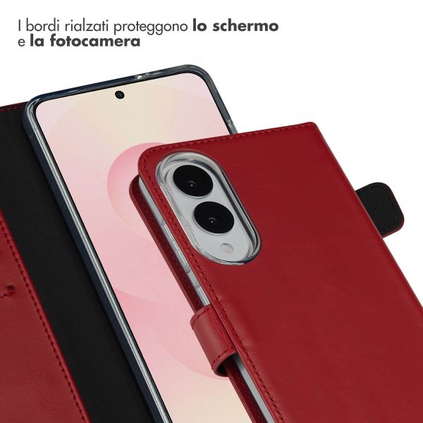 Selencia Cover a libro in vera pelle Samsung Galaxy S25 Edge - Rosso
