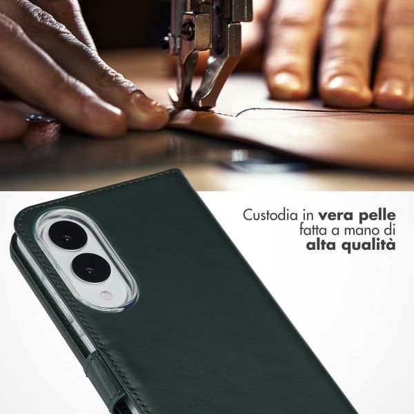 Selencia Cover a libro in vera pelle Samsung Galaxy S25 Edge - Verde