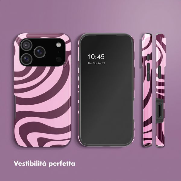 Selencia Cover Posteriore Vivid Apple iPhone 18 Pro Max - Wavy Swirl Pink Plum