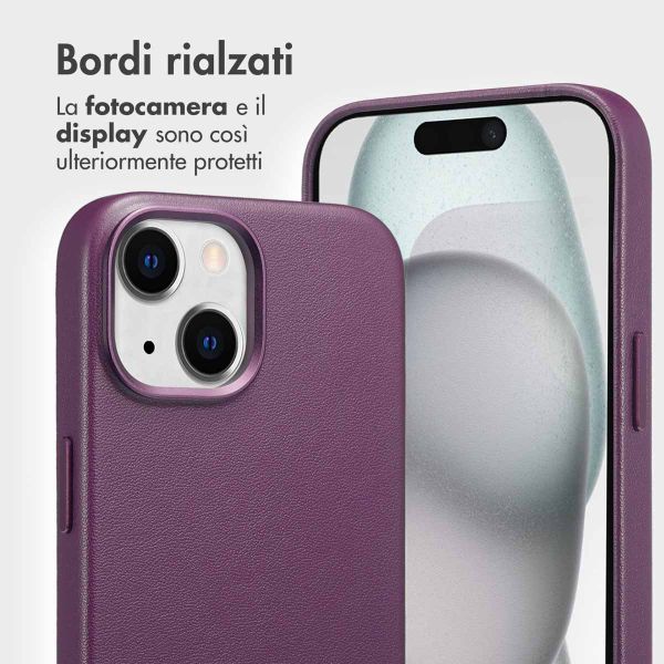 Accezz Cover in pelle 2 in 1 con MagSafe Apple iPhone 15 - Heath Purple