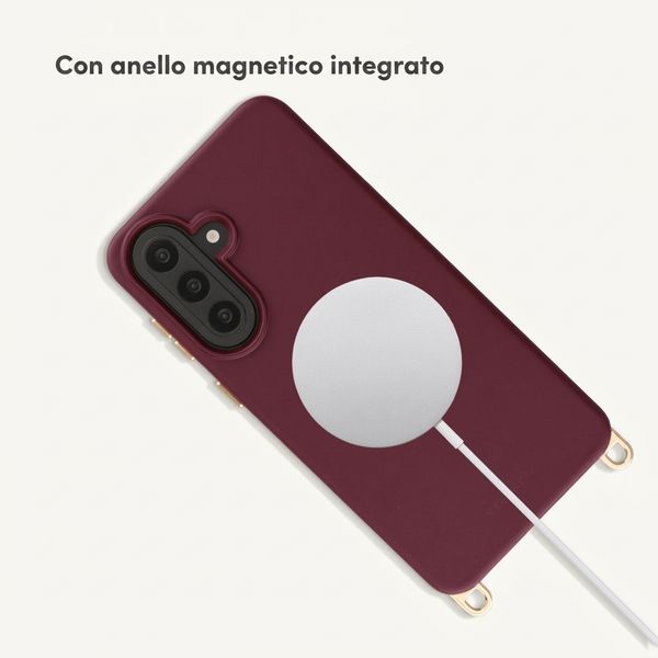 Selencia Cover posteriore Rivièra con MagSafe con ganci rimovibili Samsung Galaxy A57 (5G) - Bold Burgundy