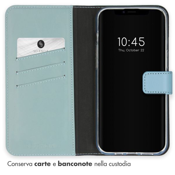 Selencia Cover a libro in vera pelle Apple iPhone 15 - Air Blue