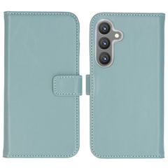 Selencia Cover a libro in vera pelle Samsung Galaxy S24 - Air Blue