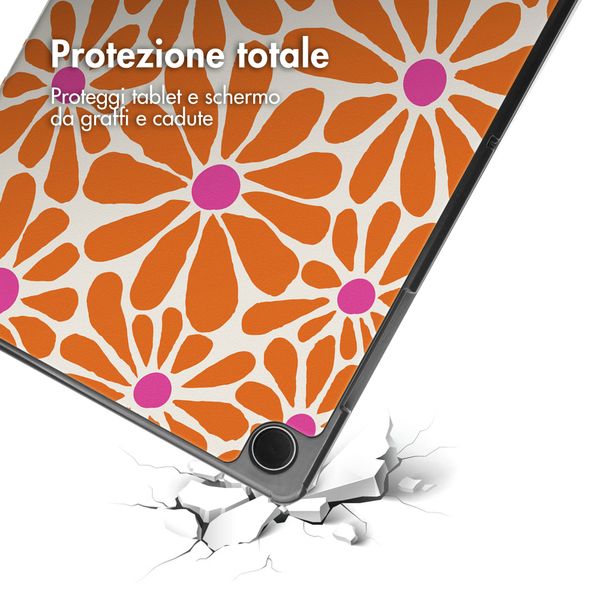 imoshion Cover Trifold Design Samsung Galaxy Tab A11 Plus / A9 Plus - Orange Flower Connect