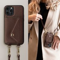 Selencia Cover per telefono Sera con cordino e portacarte a busta Apple iPhone 12 Pro - Chocolate Brown