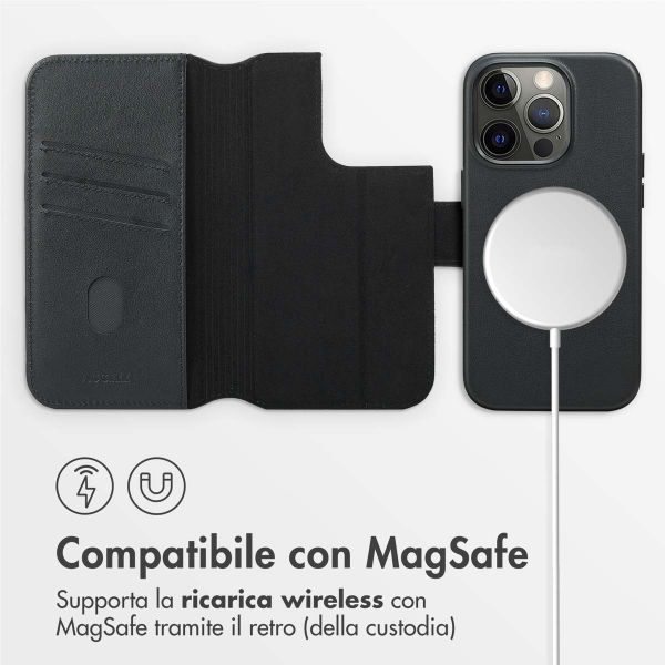 Accezz Cover in pelle 2 in 1 con MagSafe Apple iPhone 14 Pro - Onyx Black