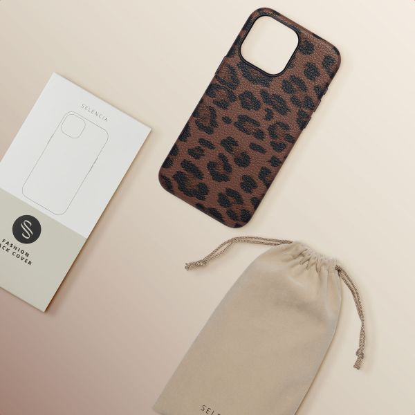 Selencia Cover Sabi Stampa pantera con MagSafe Apple iPhone 15 Pro Max - Mocha Brown