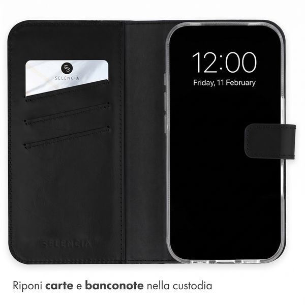 Selencia Cover a libro in vera pelle Apple iPhone 18 Pro / 17 Pro - Nero