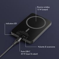 Accezz Kevlar Powerbank 5.000 mAh - MagSafe e Qi - Nero