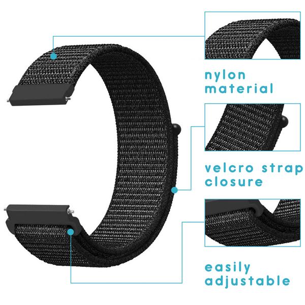imoshion Cinturino in nylon Samsung Galaxy Watch 4 / 5 / 6 / 7 / FE (20 mm) - Nero