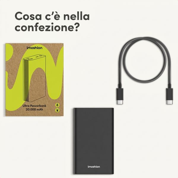 imoshion Powerbank in alluminio Ultra Series 20.000 mAh - Ricarica rapida fino a 33 watt - Nero