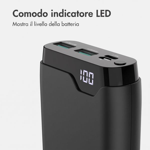 imoshion Powerbank da 20.000 mAh - Caricabatterie rapido da 22,5 W - USB-C / USB-A - Nero