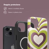 Selencia Cover posteriore Vivid con MagSafe Apple iPhone 13 - Double Hearts Plum Fern