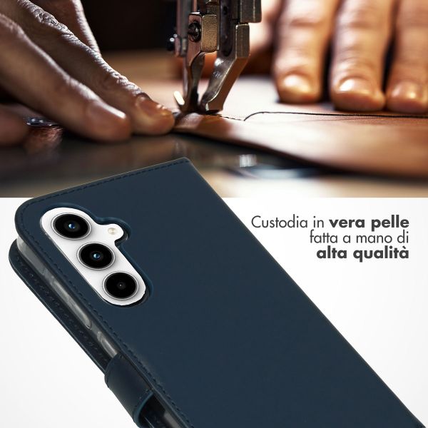 Selencia Cover a libro in vera pelle Samsung Galaxy A55 - Blu scuro
