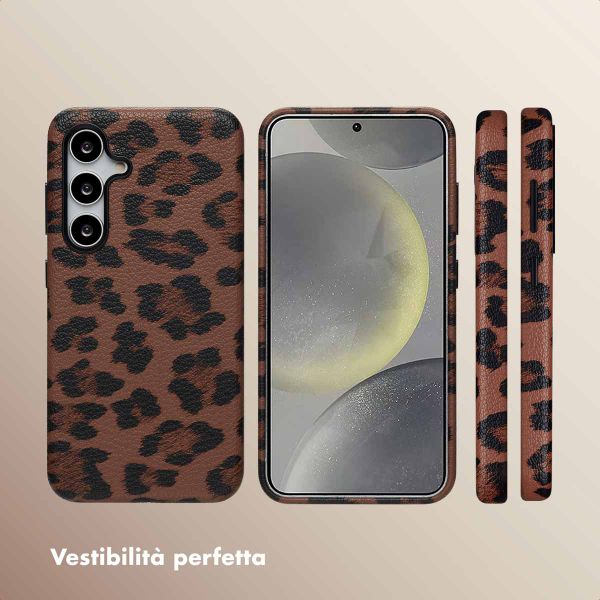 Selencia Cover Sabi Stampa pantera con MagSafe Samsung Galaxy S24 - Mocha Brown
