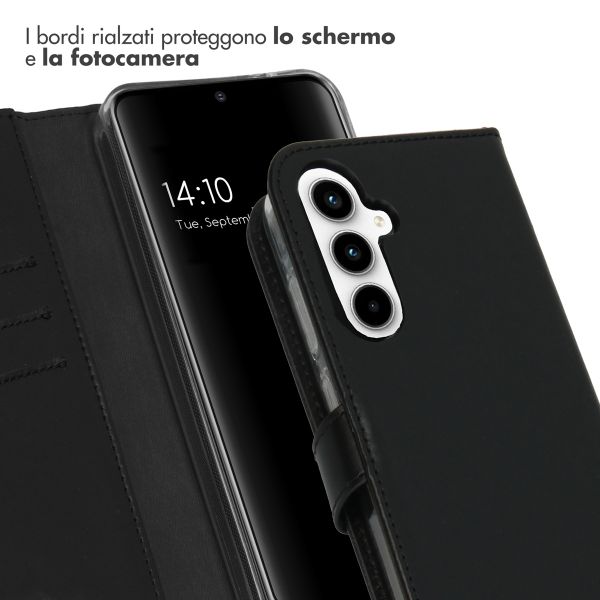 Selencia Cover a libro in vera pelle Samsung Galaxy A35 - Nero