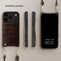 Selencia Cover per telefono Nova Croco con cordino e portacarte Apple iPhone 18 Pro / 17 Pro - Choco Brown