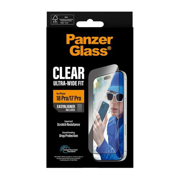 PanzerGlass Vetro temperato antibatterico ultra-largo con applicatore Apple iPhone 18 Pro / 17 Pro