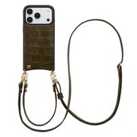 Selencia Cover per telefono Nova Croco con cordino e portacarte Apple iPhone 17 Pro - Dark Olive