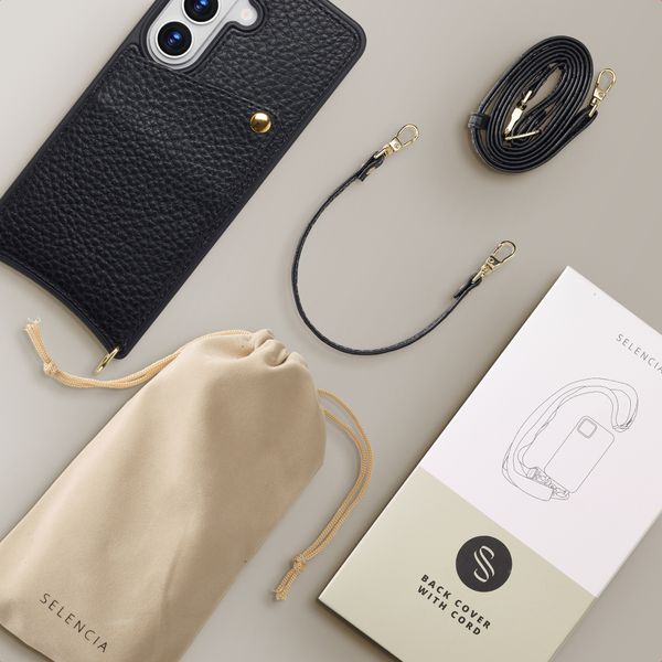 Selencia Cover per telefono Nova con cordino e portacarte Samsung Galaxy S26 - Nero