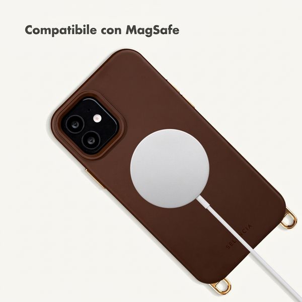 Selencia Cover posteriore Rivièra con MagSafe con ganci rimovibili iPhone 12 / 12 Pro - Choco Brown