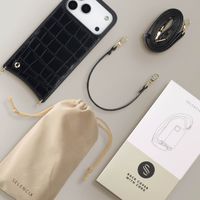 Selencia Cover per telefono Nova Croco con cordino e portacarte Apple iPhone 17 Pro Max - Nero