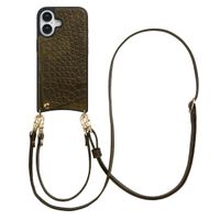 Selencia Cover per telefono Nova Croco con cordino e portacarte Apple iPhone 16 - Dark Olive