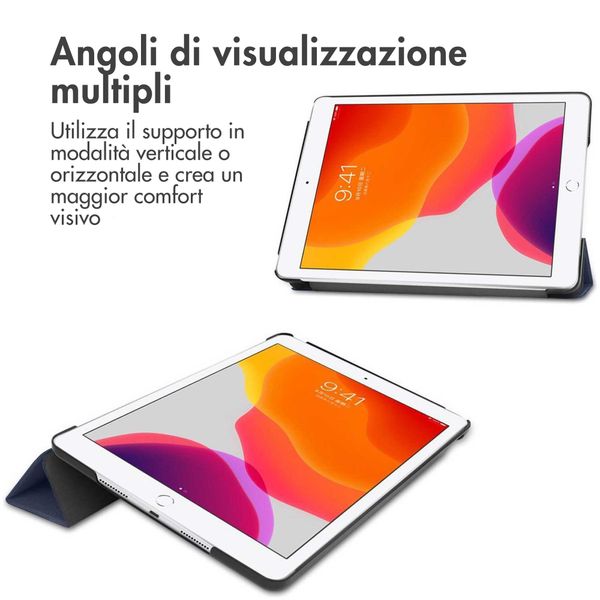 imoshion Cover a libro Trifold Apple iPad 9 (2021) 10.2 pollici / iPad 8 (2020) 10.2 pollici / iPad 7 (2019) 10.2 pollici - Blu scuro